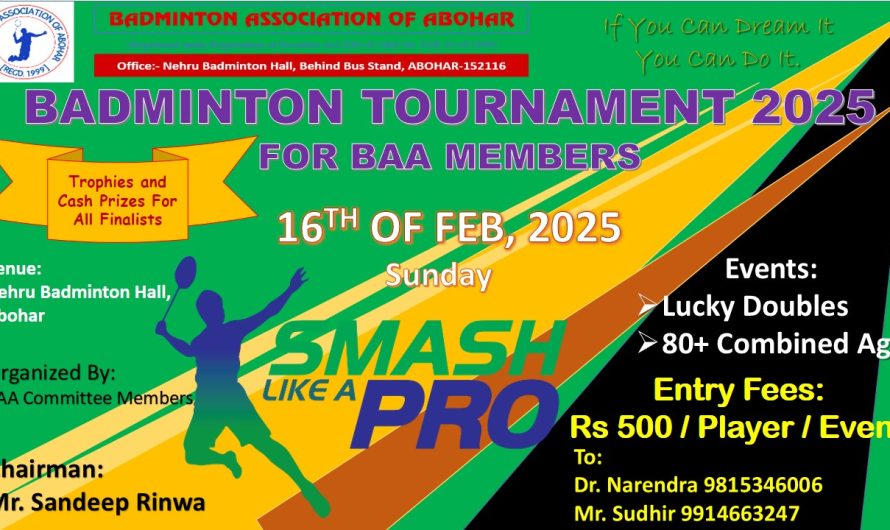 Badminton Tournament 2025 For BAA Members